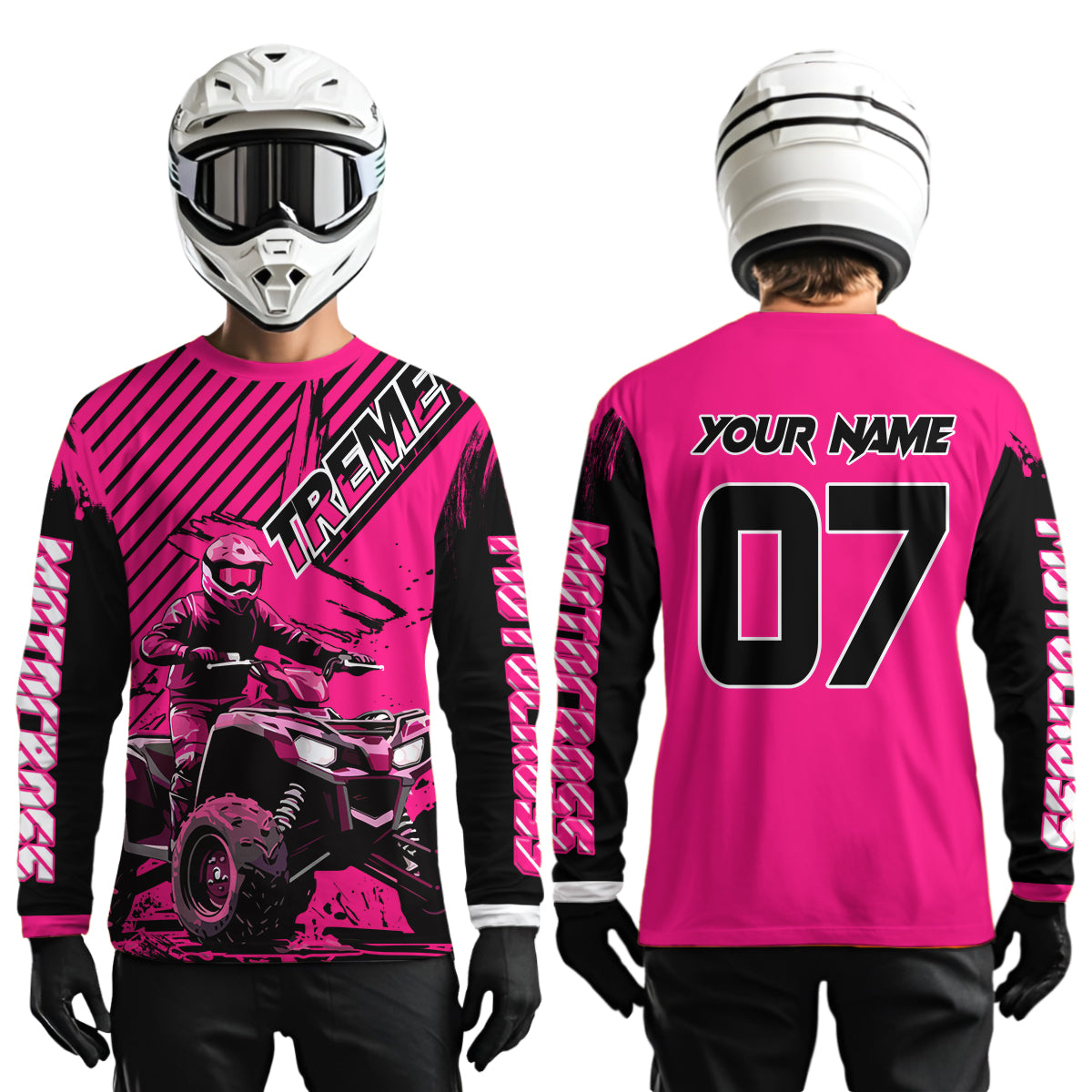 Pink ATV Racing Jersey Upf30+ Custom Motocross Jersey Men Women Extreme Riding Shirt for Kids MHT200