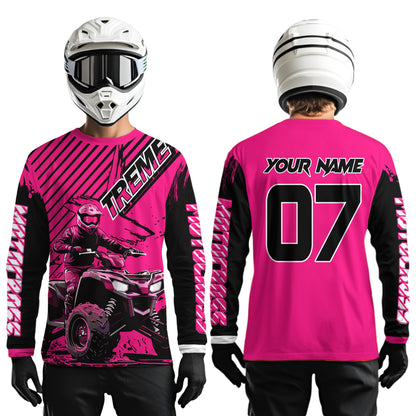 Pink ATV Racing Jersey Upf30+ Custom Motocross Jersey Men Women Extreme Riding Shirt for Kids MHT200