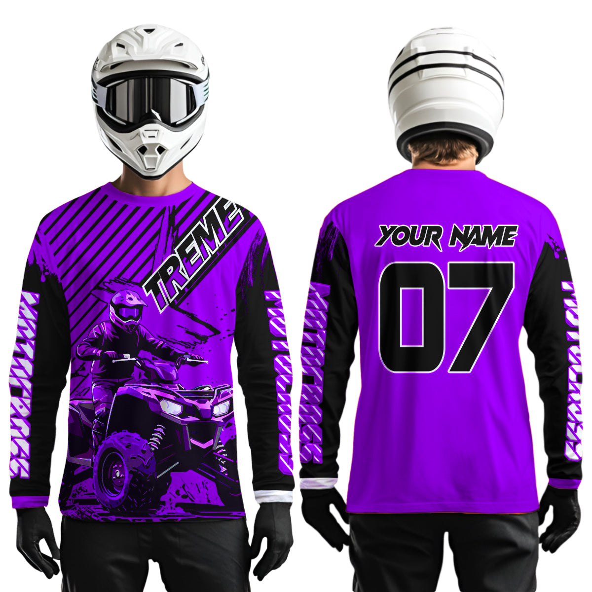 Purple ATV Racing Jersey Upf30+ Custom Motocross Jersey Men Women Extreme Riding Shirt for Kids MHT200