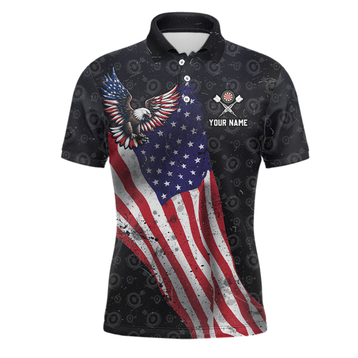 Custom American Eagle Dart Jersey for Men Dartboard Shirt Gift for Dart Players and Teams Polo & 1/4-Zip DHT2