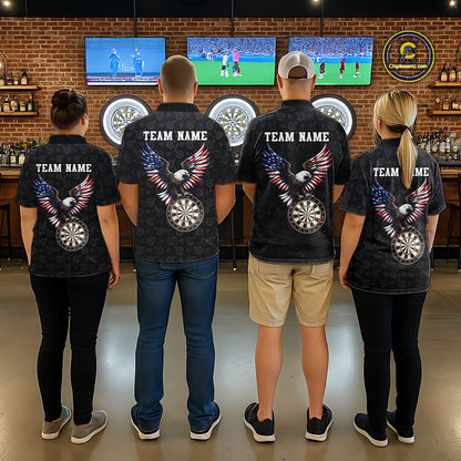 Custom American Eagle Dart Jersey for Women Dartboard Shirt Gift for Dart Players and Teams Polo & 1/4-Zip DHT2