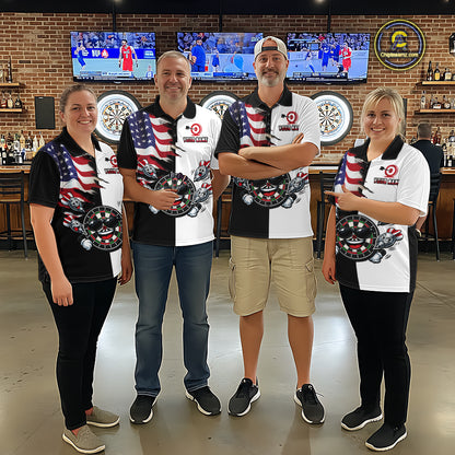 Custom Funny Dartboard Shirt for Women American Dart Shirt for Team Polo & 1/4-Zip Dart League DHT5