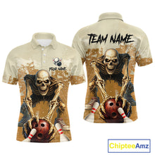 Load image into Gallery viewer, Custom Skeleton Bowling Team Shirt for Men Bowling Jersey Bowling Outfit Polo &amp; Quarter-Zip QZT987
