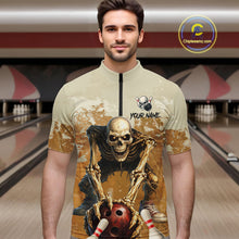 Load image into Gallery viewer, Custom Skeleton Bowling Team Shirt for Men Bowling Jersey Bowling Outfit Polo &amp; Quarter-Zip QZT987