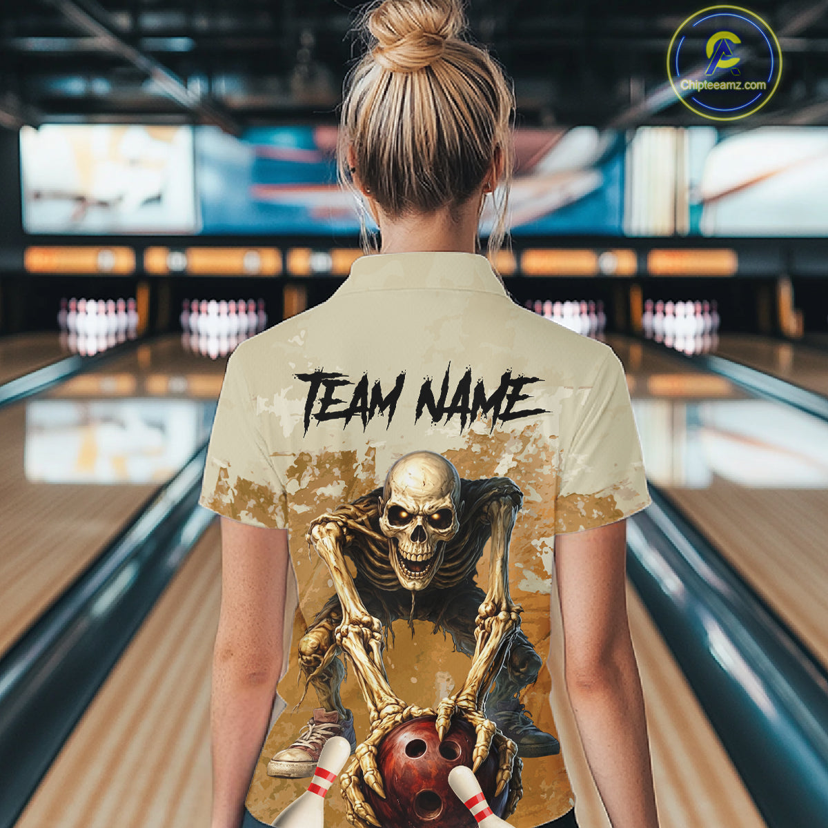 Custom Skeleton Bowling Team Shirt for Women Bowling Jersey Bowling Outfit Polo & Quarter-Zip QZT987