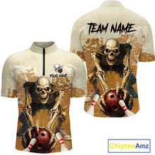 Load image into Gallery viewer, Custom Skeleton Bowling Team Shirt for Men Bowling Jersey Bowling Outfit Polo &amp; Quarter-Zip QZT987