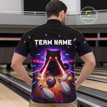 Load image into Gallery viewer, Custom Alien Cat Bowling Team Shirt for Men UFO Bowling League Jersey Polo &amp; Quarter-Zip Bowling Outfit QZT989