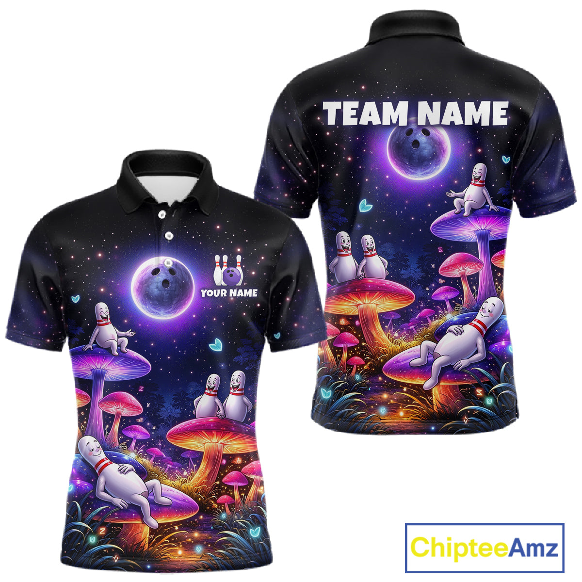 Mystic Bowling Night Garden Custom Bowling Team Shirt for Men Bowling Jersey Polo & Quarter-Zip QZT990