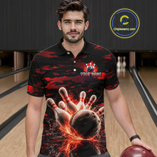 Load image into Gallery viewer, Flame Red Pattern Bowling Shirt for Men Bowling Team Jersey Polo &amp; 1/4-Zip QZT1027