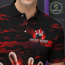 Load image into Gallery viewer, Flame Red Pattern Bowling Shirt for Men Bowling Team Jersey Polo &amp; 1/4-Zip QZT1027
