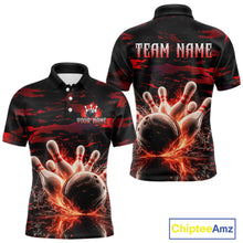 Load image into Gallery viewer, Flame Red Pattern Bowling Shirt for Men Bowling Team Jersey Polo &amp; 1/4-Zip QZT1027