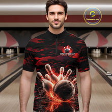 Load image into Gallery viewer, Flame Red Pattern Bowling Shirt for Men Bowling Team Jersey Polo &amp; 1/4-Zip QZT1027