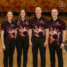 Load image into Gallery viewer, Flame Red Pattern Bowling Shirt for Men Bowling Team Jersey Polo &amp; 1/4-Zip QZT1027