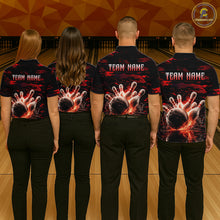 Load image into Gallery viewer, Flame Red Pattern Bowling Shirt for Men Bowling Team Jersey Polo &amp; 1/4-Zip QZT1027