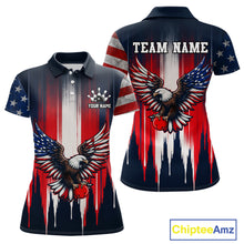 Load image into Gallery viewer, Polo shirt with American flag design and eagle graphics on a white background