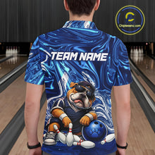 Load image into Gallery viewer, Custom Blue Funny Bulldog Bowling Team Shirt Bowling Jersey Polo &amp; 1/4 Zip Bowling Unisex for Men QZT912