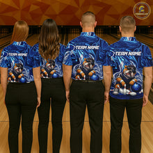 Load image into Gallery viewer, Custom Blue Funny Bulldog Bowling Team Shirt Bowling Jersey Polo &amp; 1/4 Zip Bowling Unisex for Men QZT912