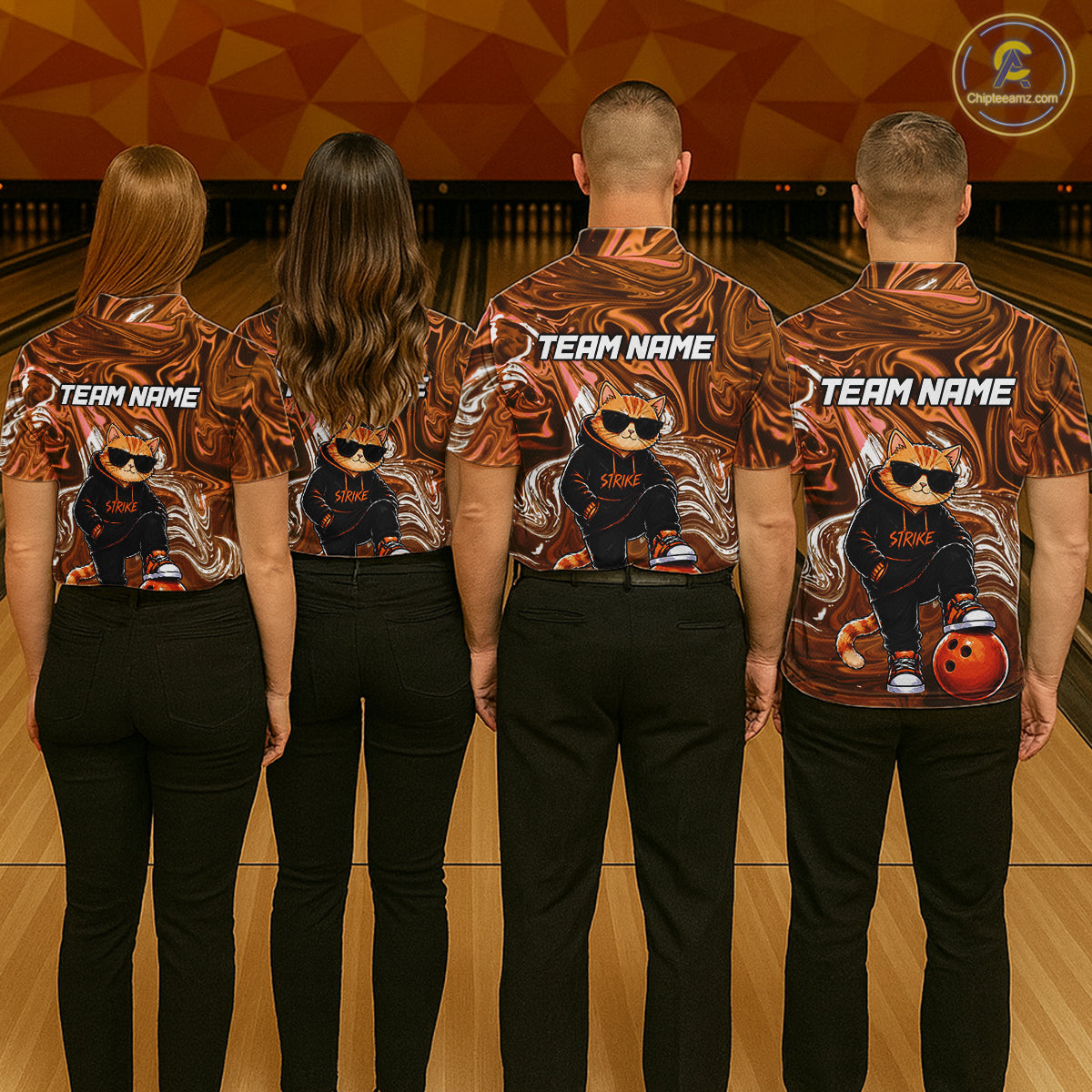 Custom Marble Bowling Shirt Cool Cat Bowling Team Jersey for Women Bowling Outfit QZT1213
