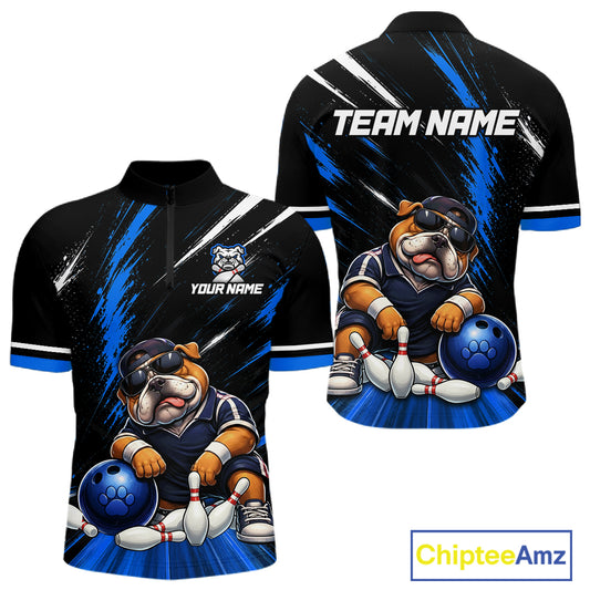 Custom Funny Bulldog Bowling Shirt Bowling Team Jersey for Men Bowling Outfit QZT1214