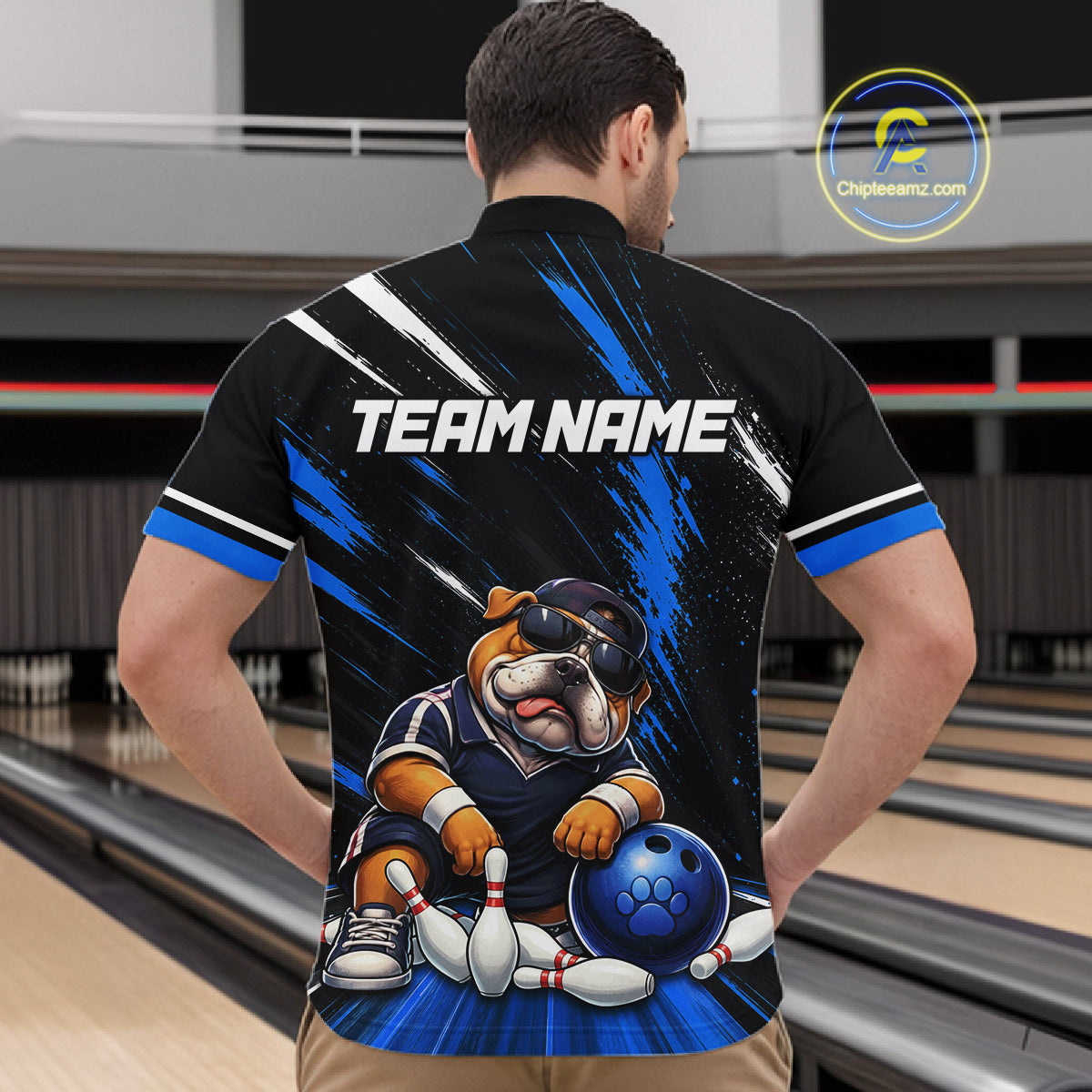 Custom Funny Bulldog Bowling Shirt Bowling Team Jersey for Men Bowling Outfit QZT1214