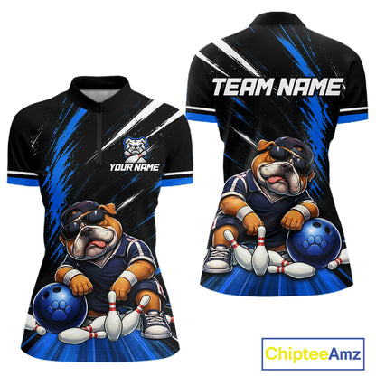 Custom Funny Bulldog Bowling Shirt Bowling Team Jersey for Women Bowling Outfit QZT1214
