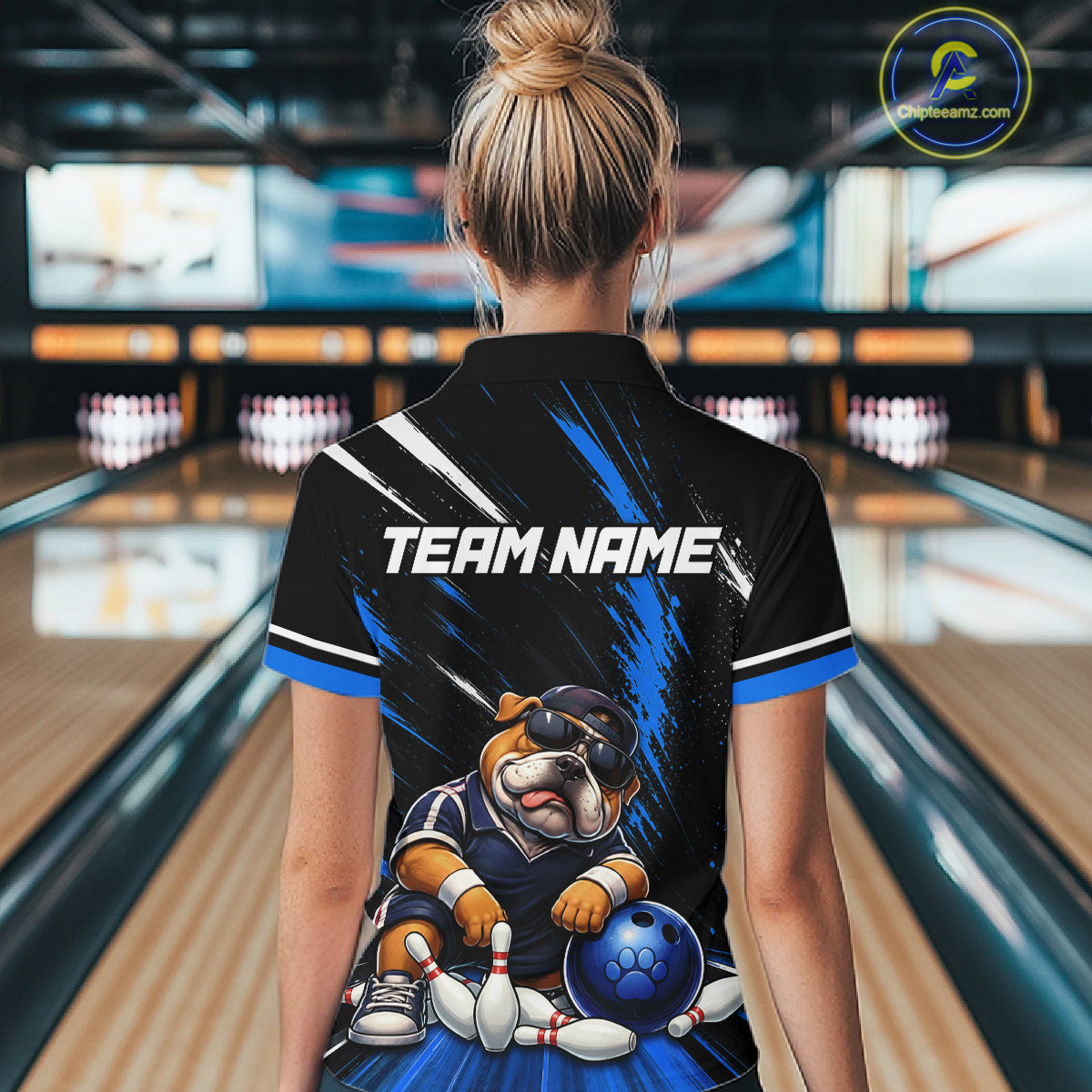 Custom Funny Bulldog Bowling Shirt Bowling Team Jersey for Women Bowling Outfit QZT1214