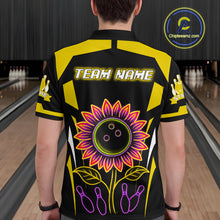Load image into Gallery viewer, Yellow Neon Lightning Sunflower Bowling Shirt for Men Custom Team Bowling Jersey QZT771