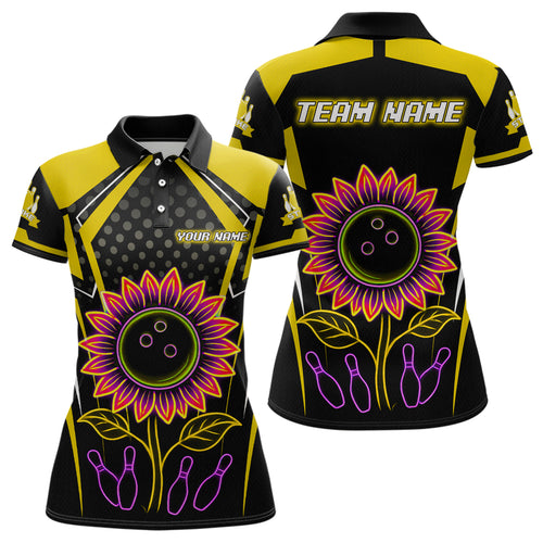 Yellow Neon Lightning Sunflower Bowling Shirt for Women Custom Team Bowling Jersey QZT771
