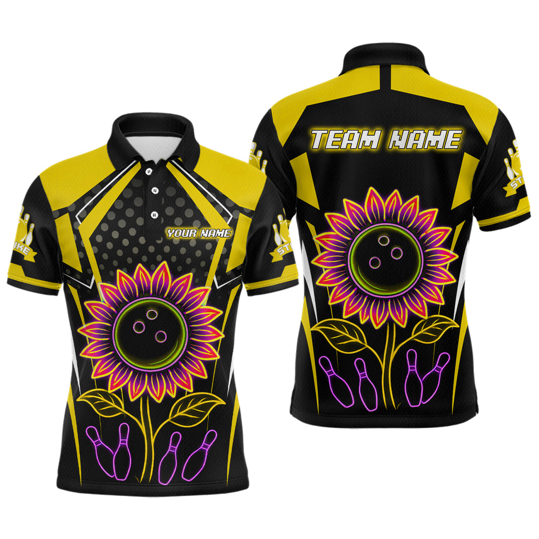 Yellow Neon Lightning Sunflower Bowling Shirt for Men Custom Team Bowling Jersey QZT771