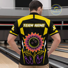 Load image into Gallery viewer, Yellow Neon Lightning Sunflower Bowling Shirt for Men Custom Team Bowling Jersey QZT771