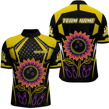 Load image into Gallery viewer, Yellow Neon Lightning Sunflower Bowling Shirt for Men Custom Team Bowling Jersey QZT771