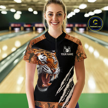 Load image into Gallery viewer, Tiger Bowling Shirt Custom Bowling Team Jersey for Women Bowling Outfit Polo &amp; 1/4-Zip QZT772