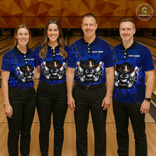 Load image into Gallery viewer, Custom Blue Funny Cowboy Gun Bowling Shirt for Men Bowling Team Jersey Bowling Polo &amp; Quarter-Zip QZT915