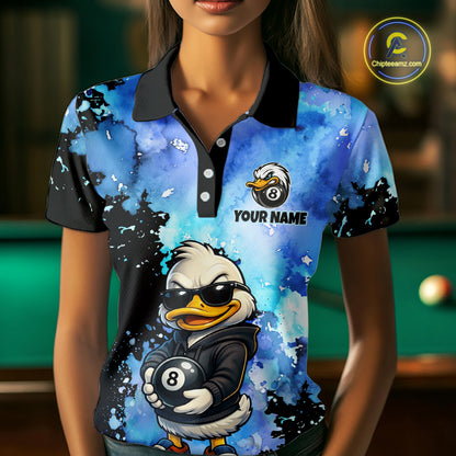 Custom Funny Duck Billiard Shirt for Women 8 Ball Billiard Team Jersey Pool Shirt Unisex BHT21