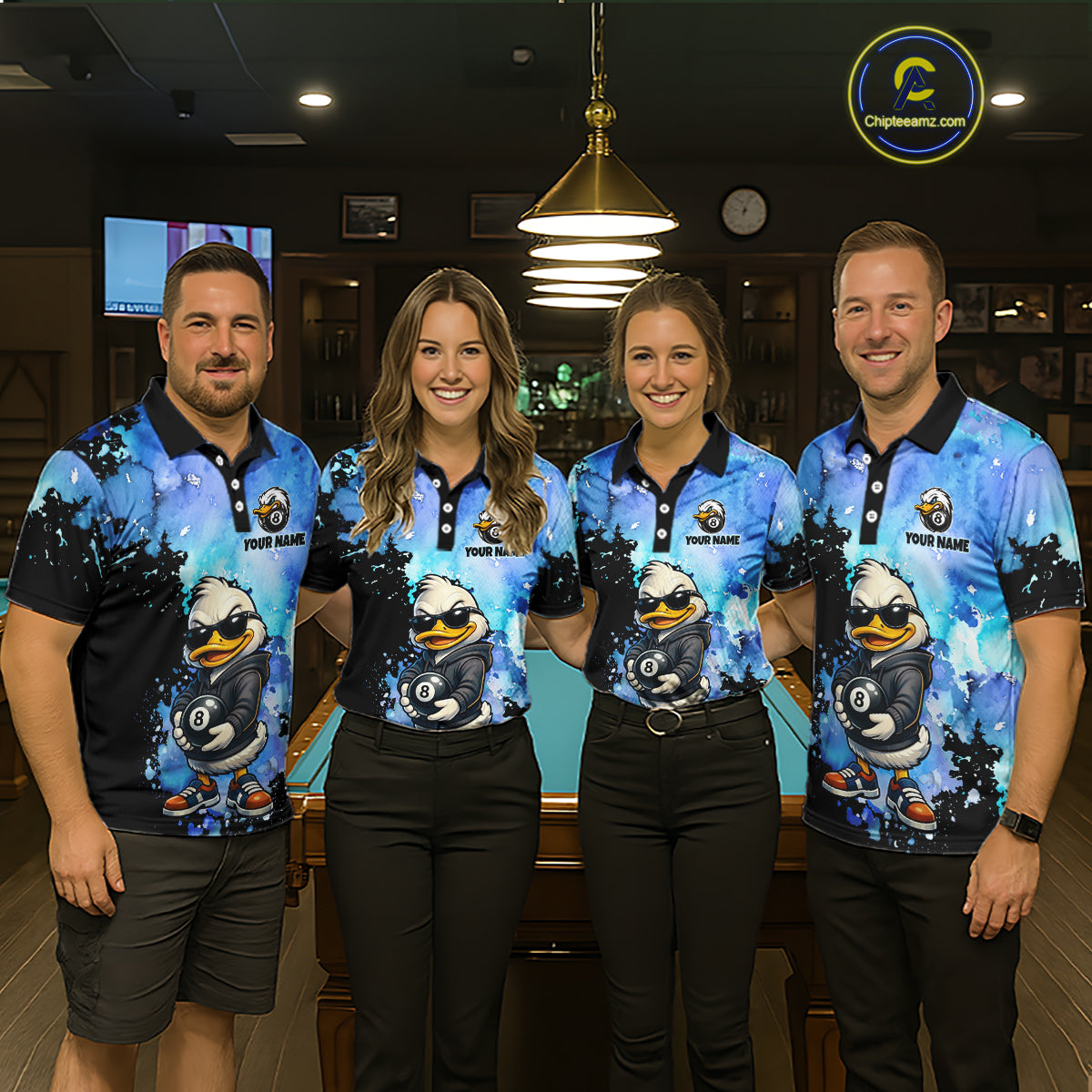 Custom Funny Duck Billiard Shirt for Men 8 Ball Billiard Team Jersey Pool Shirt Unisex BHT21