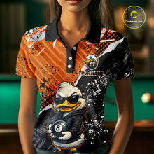 Load image into Gallery viewer, Personalized Orange Funny Duck Billiard Team Shirt for Women 8 Ball Billiard Jersey Pool Shirt Unisex BHT22