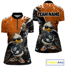 Load image into Gallery viewer, Personalized Orange Funny Duck Billiard Team Shirt for Women 8 Ball Billiard Jersey Pool Shirt Unisex BHT22