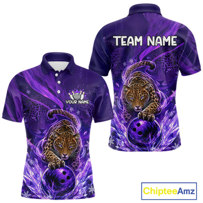 Custom Leopard Bowling Team Shirt for Men Purple Bowling Jersey QZT1290