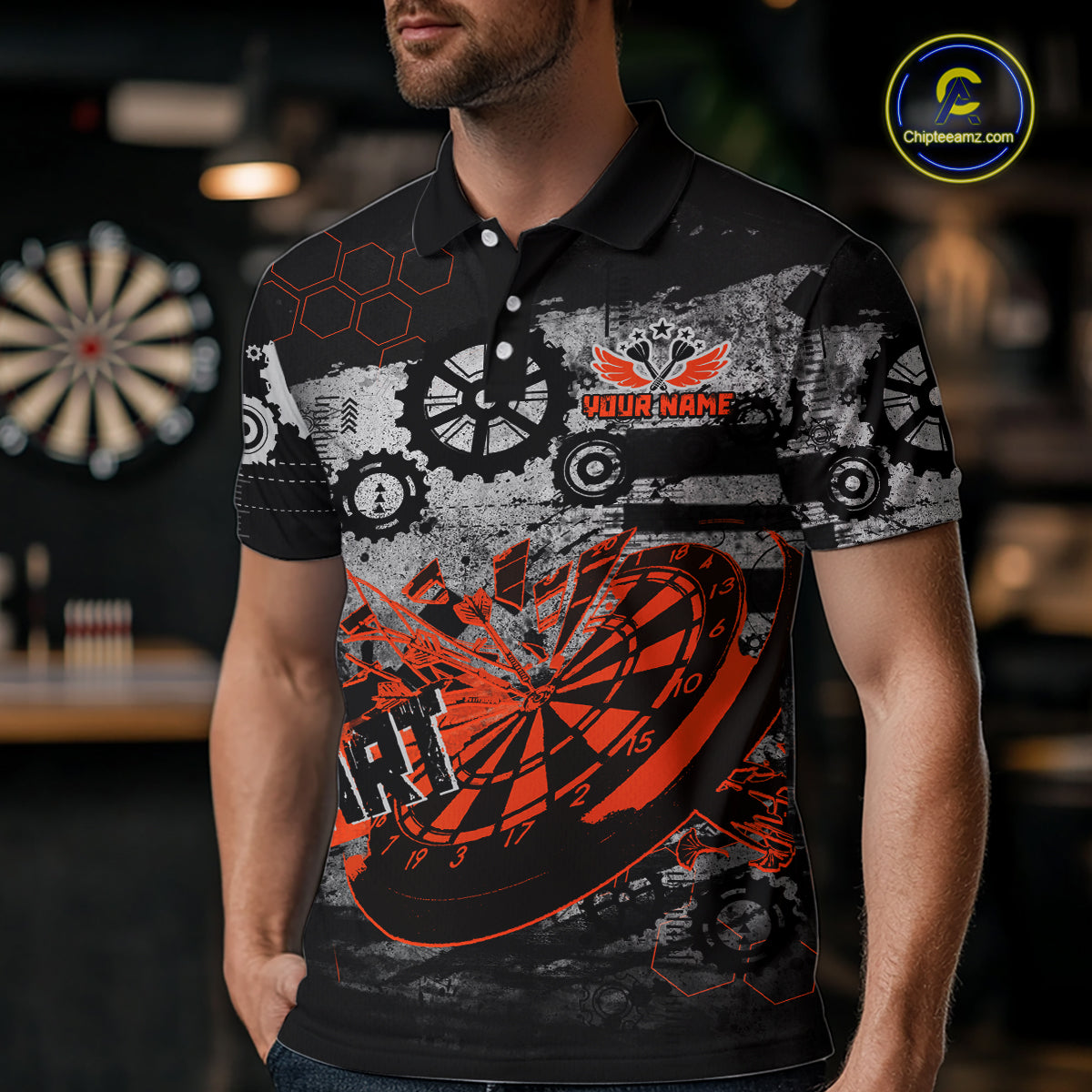 Custom Black & Red Dart Shirt for Team Polo & 1/4-Zip Dart Jersey for Men Dart Outfit Gifts DHT8