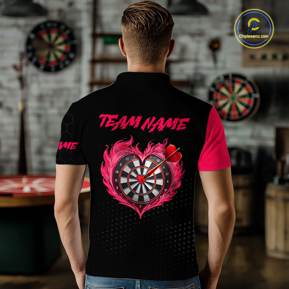Personalized Pink Dart Shirt for Couples Valentine Dart Jersey for Men Dartboard Shirt for Team DHT9