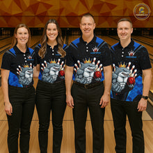 Load image into Gallery viewer, Custom Blue Funny Shark Bowling Team Shirt Bowling Jersey for Women Polo &amp; Quarter-Zip QZT949