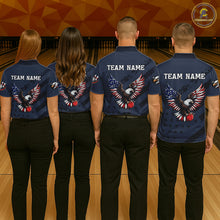Load image into Gallery viewer, Custom American Flag Eagle Bowling Shirt for Women Polo &amp; Quarter-Zip Bowling Team Jersey QZT953