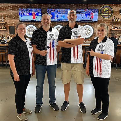 Custom American Flag Dart Team Shirt for Women Skull Darts League Jersey DHT58
