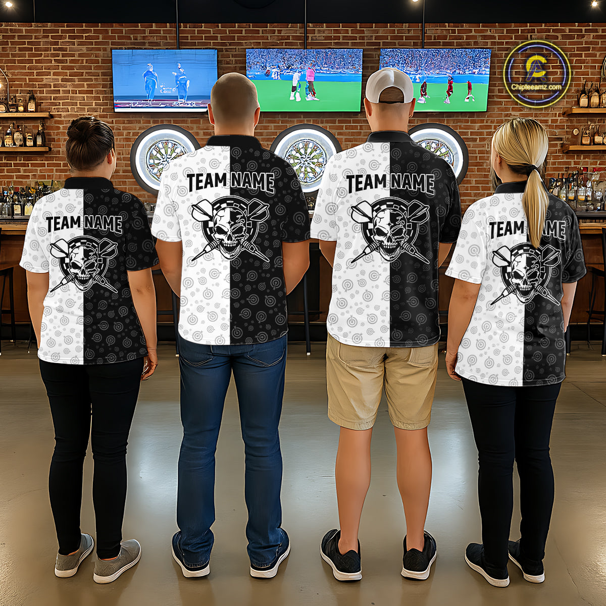 Custom American Flag Dart Team Shirt for Women Skull Darts League Jersey DHT58