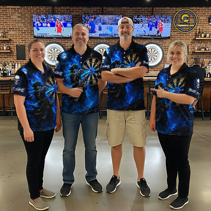Custom Skeleton Pirate Dart Shirt for Men Blue Dart Jersey Polo & Quarter-Zip DHT60