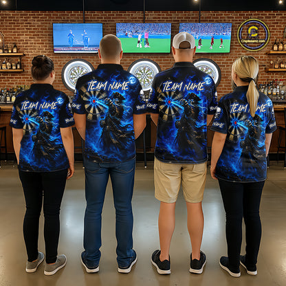 Custom Skeleton Pirate Dart Shirt for Men Blue Dart Jersey Polo & Quarter-Zip DHT60