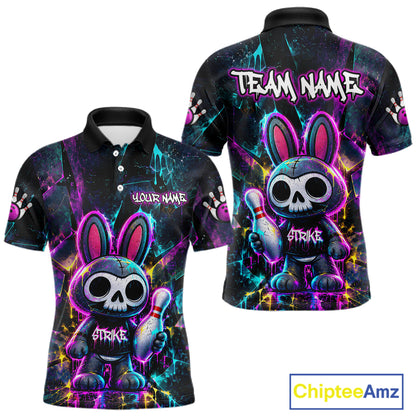 Custom Skull Bunny Bowling Shirt Gothic Bowling League Jersey for Men QZT1295