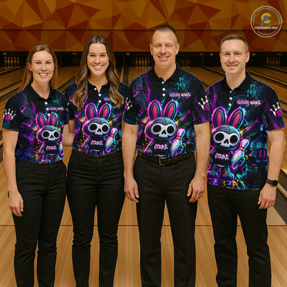 Custom Skull Bunny Bowling Shirt Gothic Bowling League Jersey for Women QZT1295