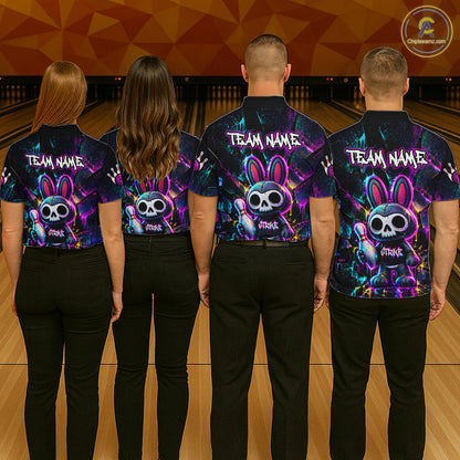 Custom Skull Bunny Bowling Shirt Gothic Bowling League Jersey for Women QZT1295