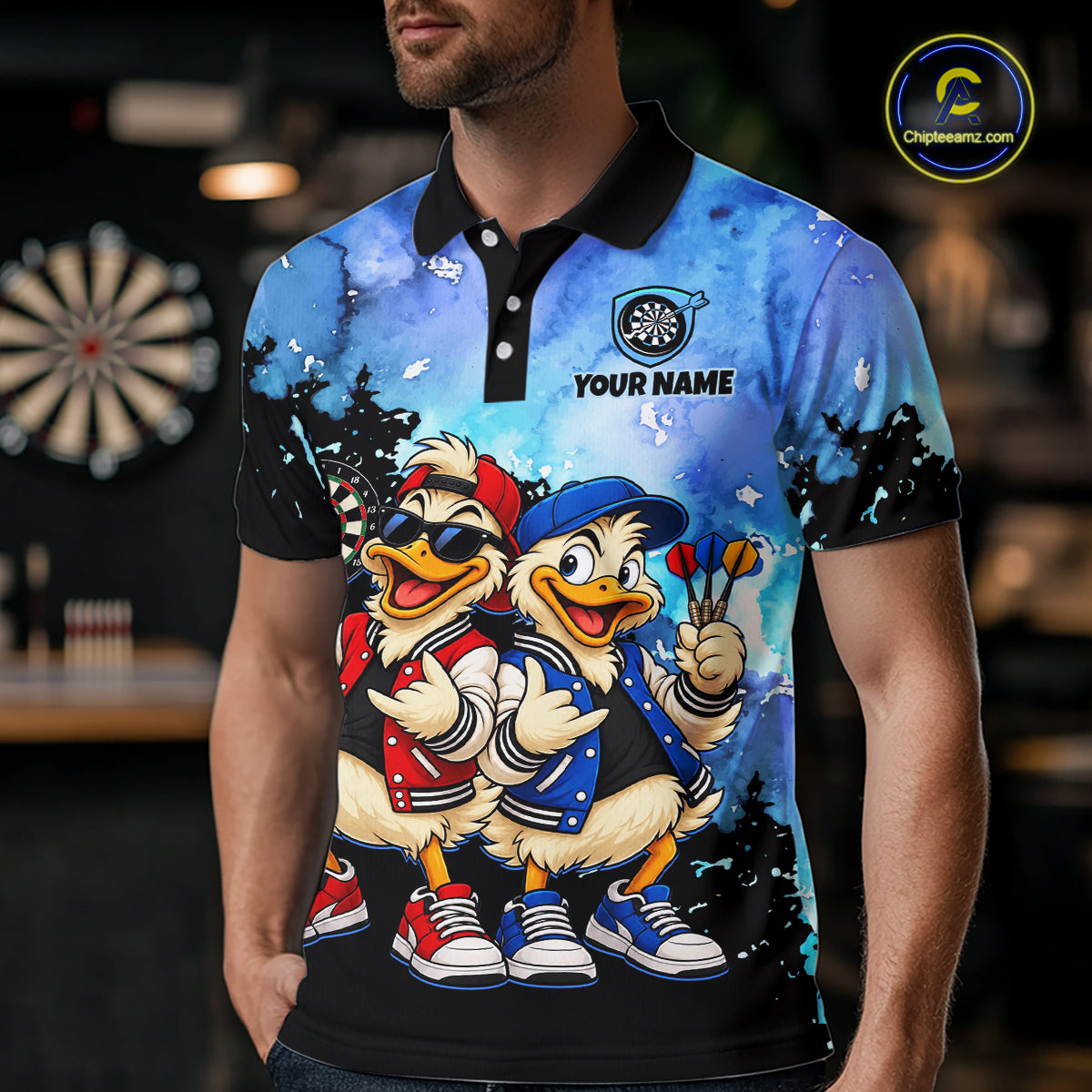 Custom Funny Chicken Darts Shirt for Men Buddy Dart Team Jersey Polo & Quarter-Zip DHT89